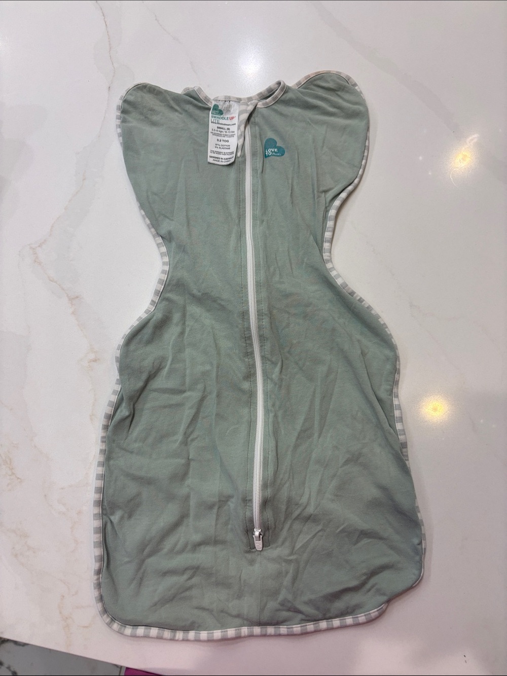 Love to dream Sage Green Swaddle Sleep Sack with Zip